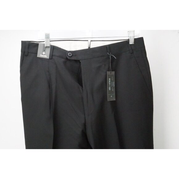 Zanella Dario Cinquanta Wool Black Mens Pants Trousers Sz 50 EU NEW